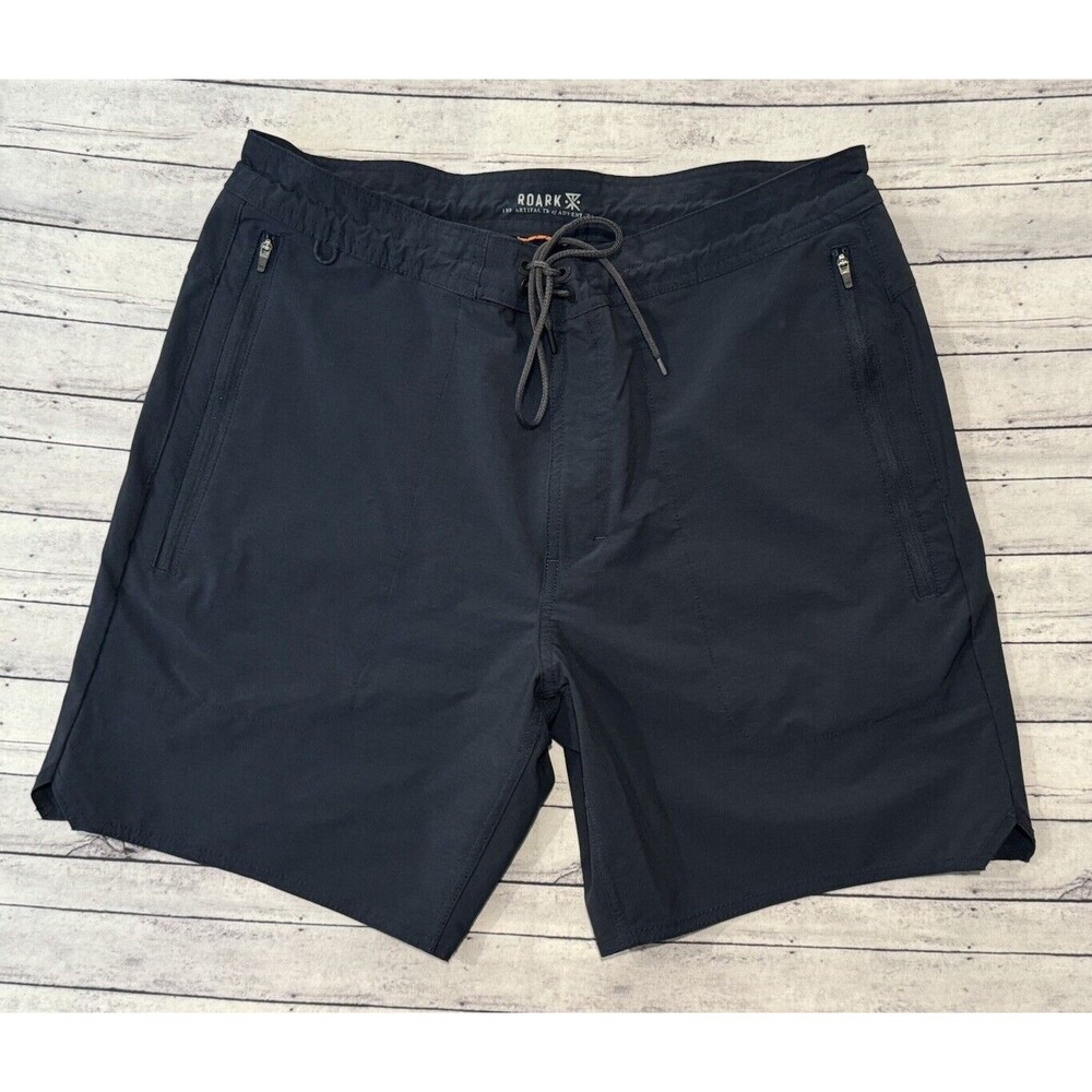 ROARK Layover Trail Short 3.0 Sz 36 Blue Hybrid Zip Pocket 7” Inseam Hike Travel